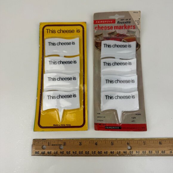 2 Sealed Pkgs Vtg Cheese Markers Reusable Plastic White This Cheese is 8 Total - Picture 1 of 8